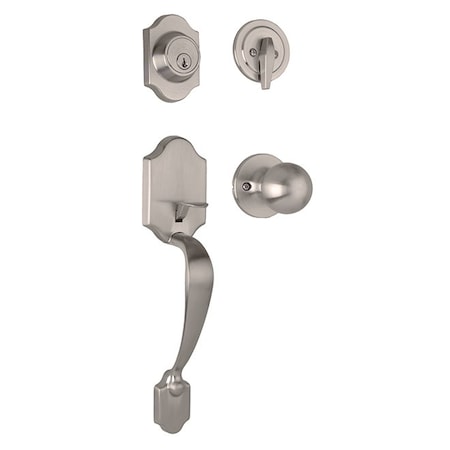 Weslock Parkside Single Cylinder Handleset with Hudson Trim Satin Nickel 02820-NGNFR2D